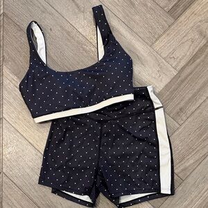 Women's Black and White Polka Dot Bike Shorts Set